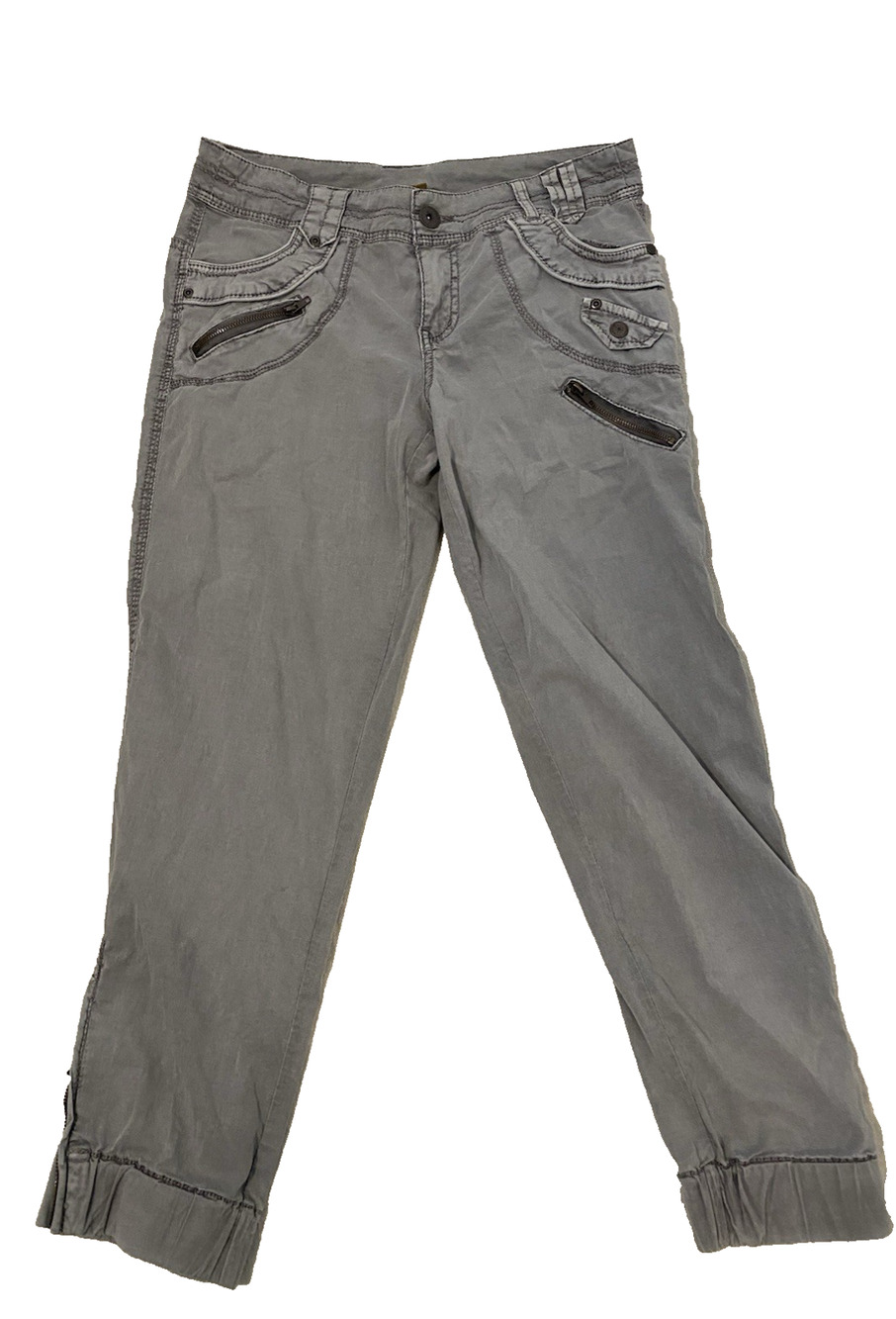 Marrakech Anthropologie Womens Cargo Pants Joggers Size 27 Grey Side Zipper Legs